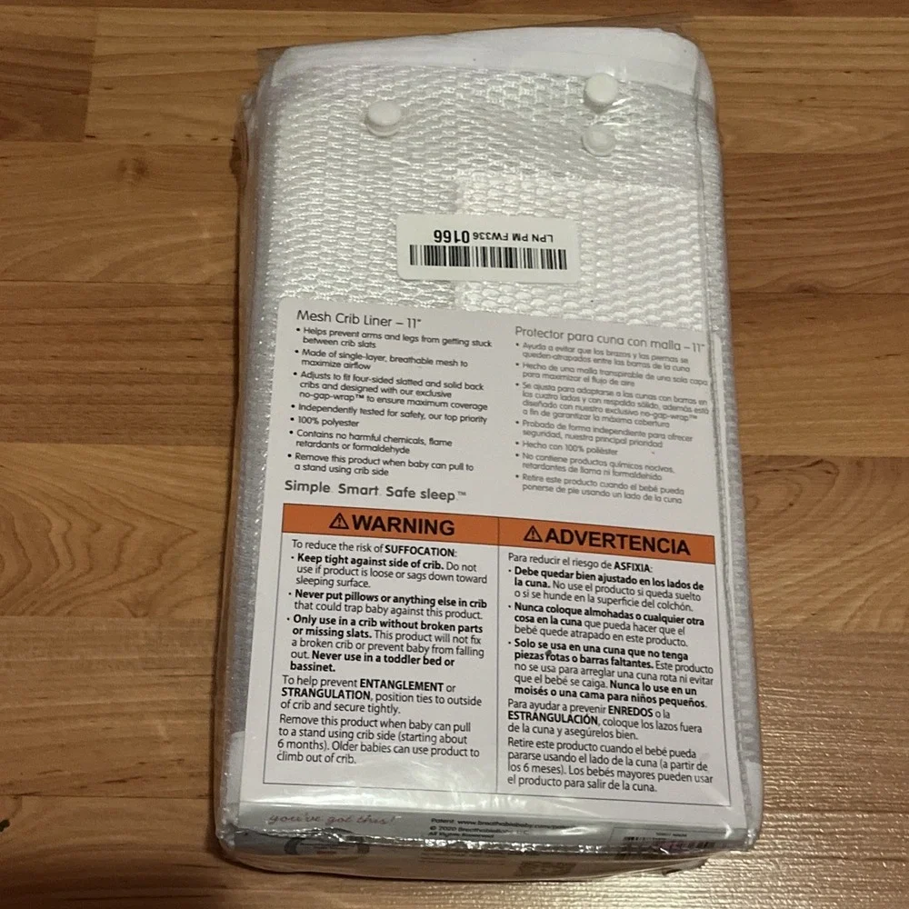 Breathable Mesh Liner for Full-Size‎ Cribs (White, 11 inch (Pack of 1))